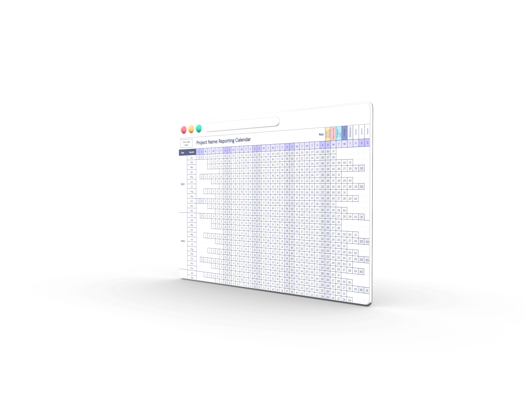 Aphex Template: Project Reporting Calendar